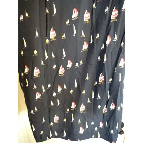 Liz Claiborne Button Up Shirt Blue Allover Sailboat Print Sz 14 Nautical Cruise - Picture 6 of 9